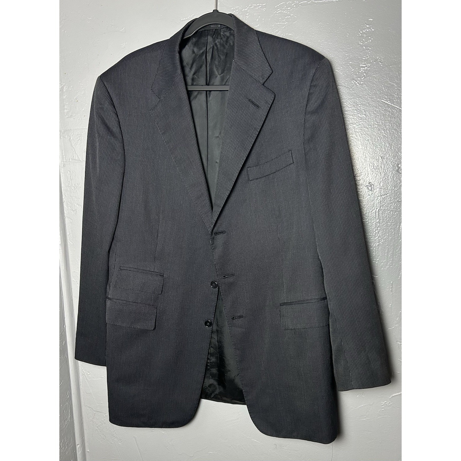 Ralph Lauren Purple Label Men's 42l Three Button Suit Jacket Blazer Navy Striped
